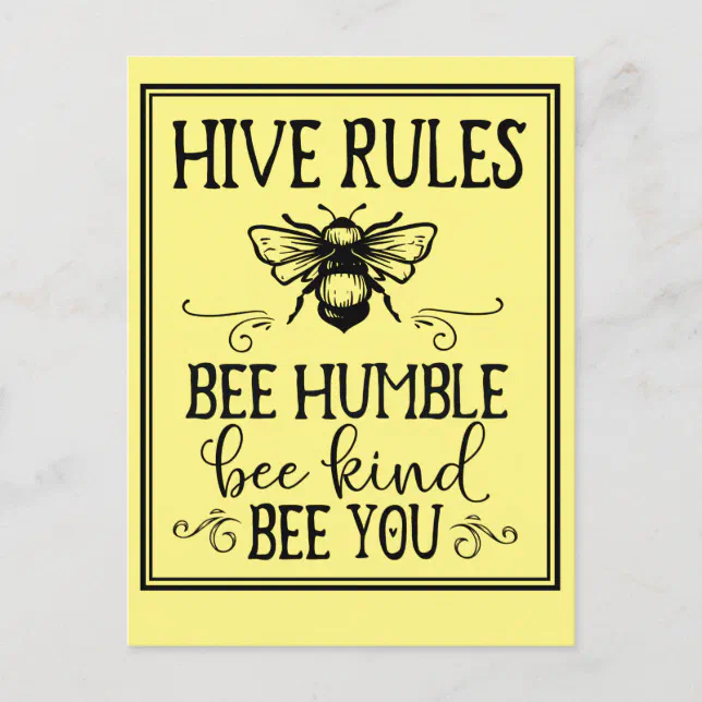 bee-hive-rules-word-art-postcard-zazzle