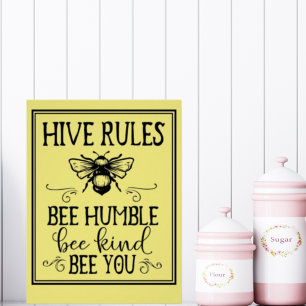 Bee Hive Rules Word Art Poster
