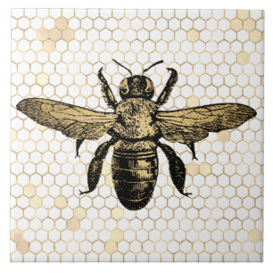 Bee Hive Rustic Gold Honeycomb Ceramic Tile