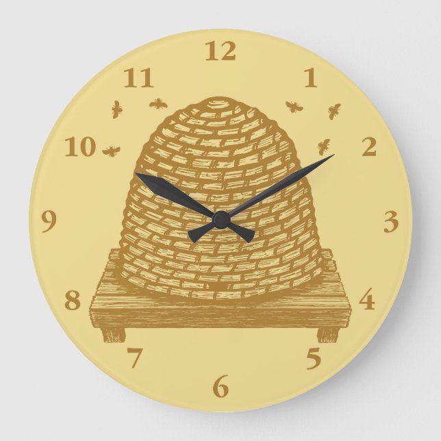 Bee Hive Skep Large Clock (Front)