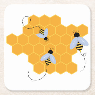 Bee Hive Square Paper Coaster