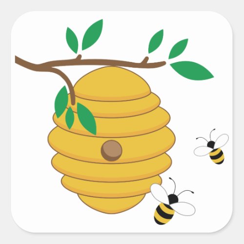 Bee Hive Square Sticker