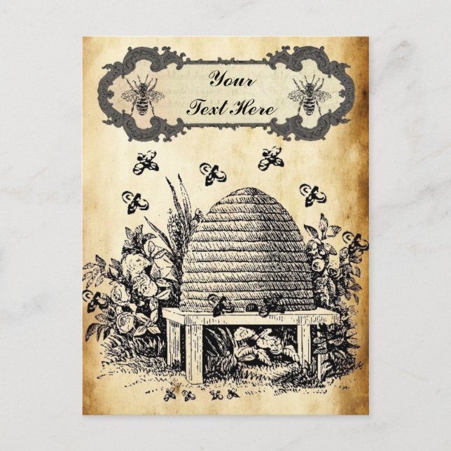 Bee Hive Vintage Personalized Postcard (Front)