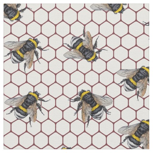 Bee hive white. Honey bumblebee insect. Beekeeper Fabric