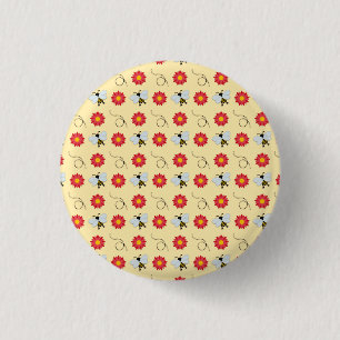 Bee Honey And Flower Button
