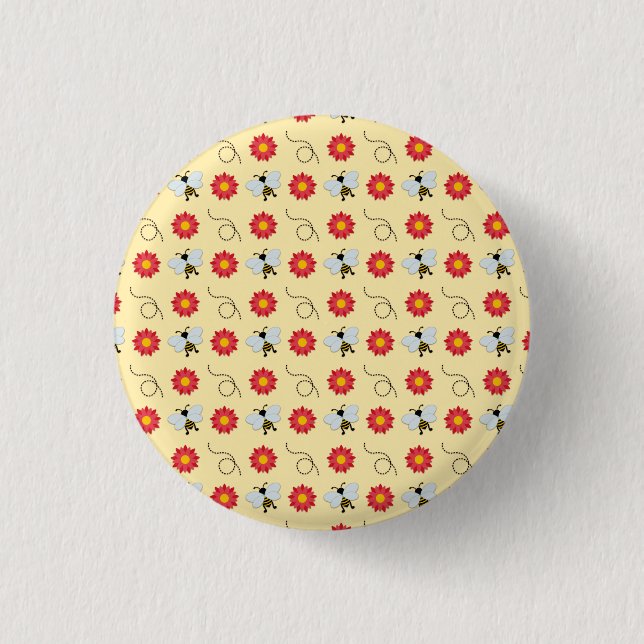 Bee Honey And Flower Button (Front)