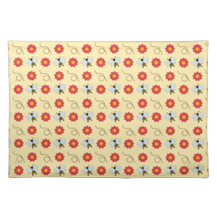 Bee Honey And Flower Cloth Placemat