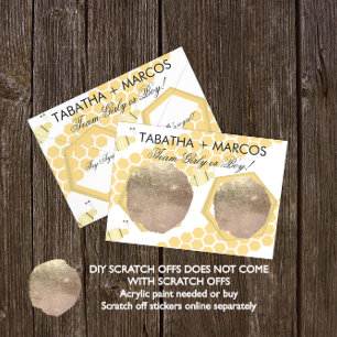 Bee Honey Baby Gender Reveal DIY Scratch Card