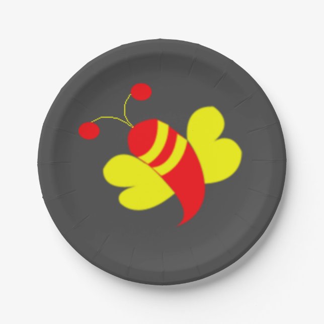 Bee Honey Bee Bumble Bee Party Paper Plates (Front)