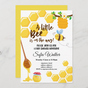 bee, honey bee, honey comb , baby shower invitation
