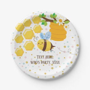 bee, honey bee, honey comb , Bumble bee Paper Plates