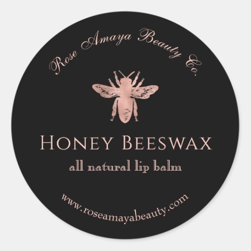 Bee Honey Beeswax Rose Gold Beauty Cosmetic Classic Round Sticker