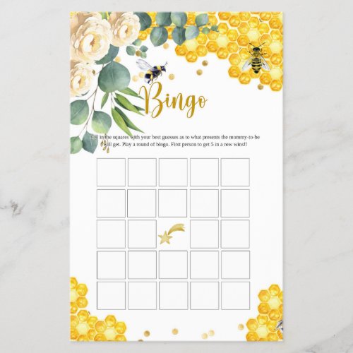 Bee Honey Bingo Game Card Flyer
