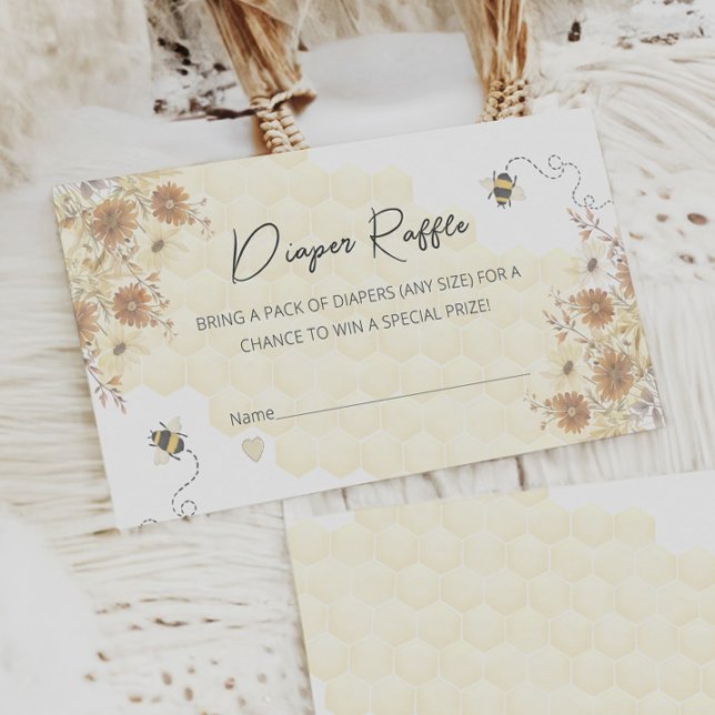 Bee Honey Boho Baby Shower Diaper Raffle Enclosure Card (Creator Uploaded)