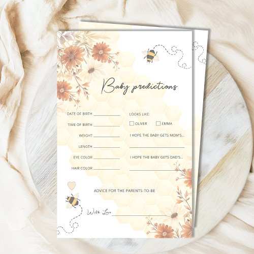 Bee Honey Boho Baby Shower Predictions Fun Game