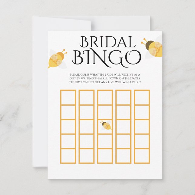 Bee Honey Bridal Shower Bingo Game Note Card (Front)