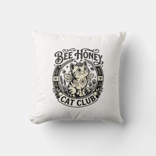 Bee Honey Cat Funny Cat Graphic - Bee Honey Cat Cl Throw Pillow