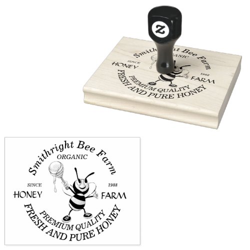 Bee Honey Farmer Personalized Rubber Stamp