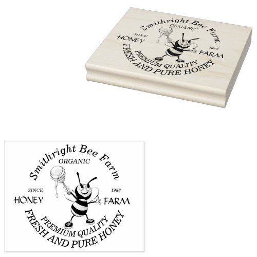 Bee Honey Farmer Personalized Rubber Stamp