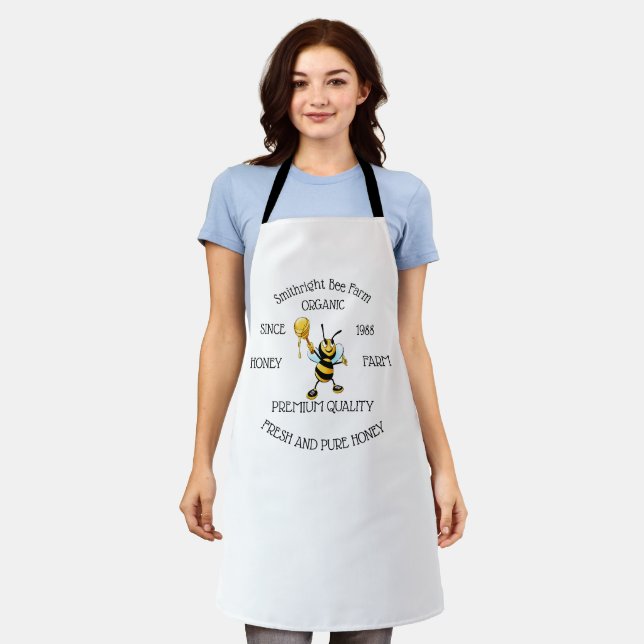 Bee Honey Farmer Personalized white Apron (Worn)