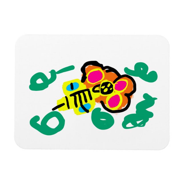 Bee honey flower  magnet (Horizontal)