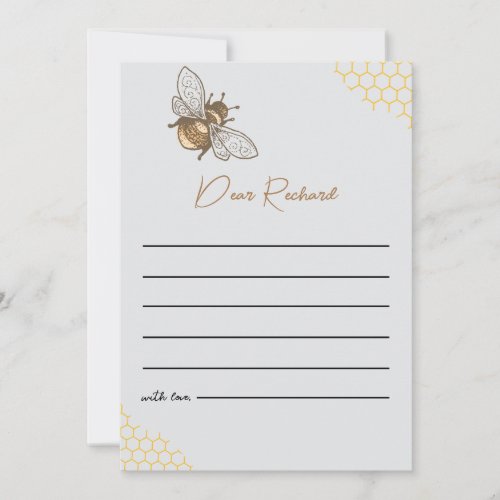 Bee Honey Gray First Bee-day Time Capsule Card
