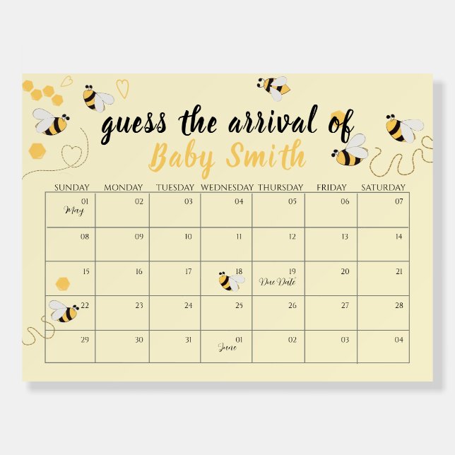 Bee Honey Guess Baby's Arrival Birth Game Foam Board (Front)
