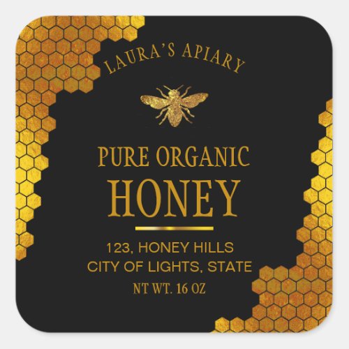 Bee Honey Jar Lid Product Label Apiary Honeycomb