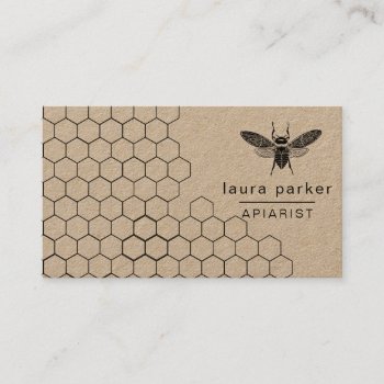 Bee Honey Seller Apiarist Black White Hexagon Business Card by tsrao100 at Zazzle