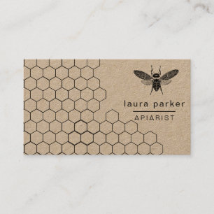 Bee Honey Seller Apiarist Hexagon vintage Business Card