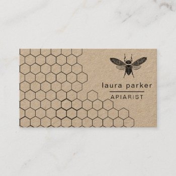 Bee Honey Seller Apiarist Hexagon Vintage Business Card by tsrao100 at Zazzle