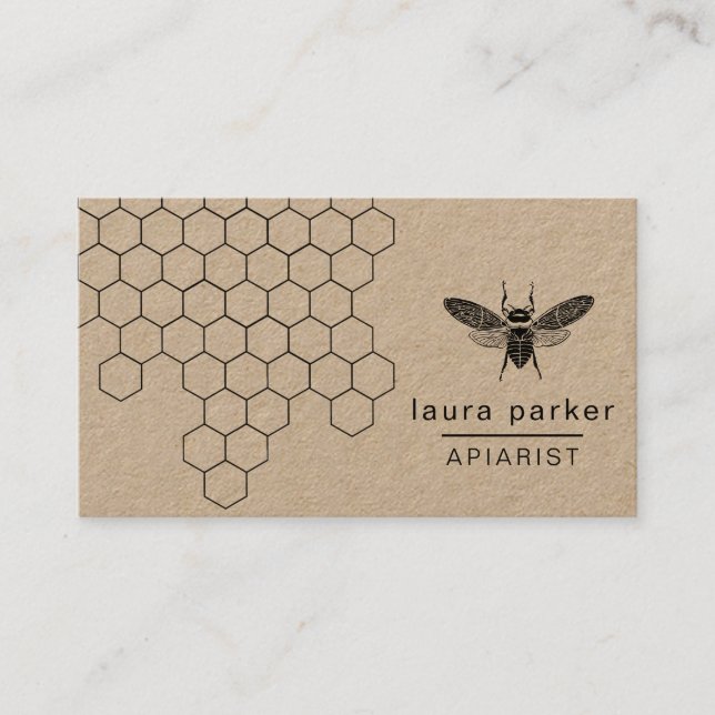 Bee Honey Seller Apiarist Hexagon vintage Business Card (Front)