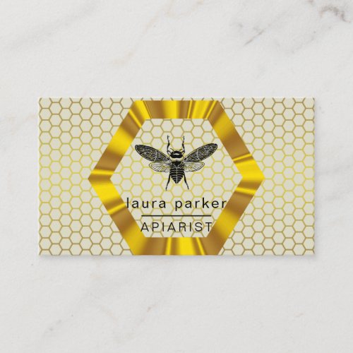 Bee Honey Seller Apiarist Lime Yellow Gold Hexagon Business Card