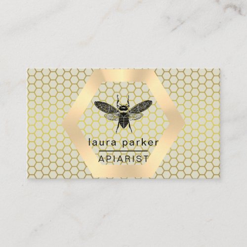 Bee Honey Seller Apiarist Lime Yellow Gold Hexagon Business Card
