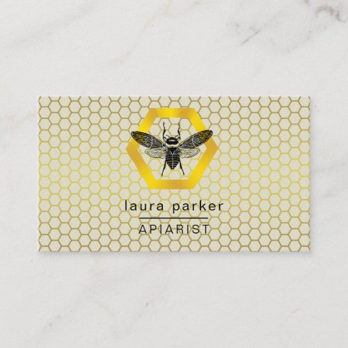 Bee Honey Seller Apiarist Lime Yellow Gold Hexagon Business Card