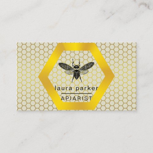 Bee Honey Seller Apiarist Lime Yellow Gold Hexagon Business Card