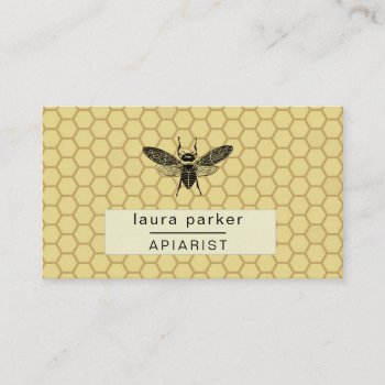 Bee Honey Seller Apiarist Lime Yellow Hexagon Business Card by tsrao100 at Zazzle