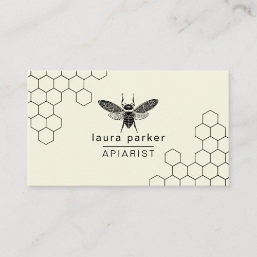 Bee Honey Seller Apiarist Minimal Hexagon   Business Card