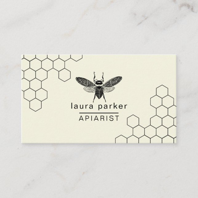 Bee Honey Seller Apiarist Minimal Hexagon   Business Card (Front)