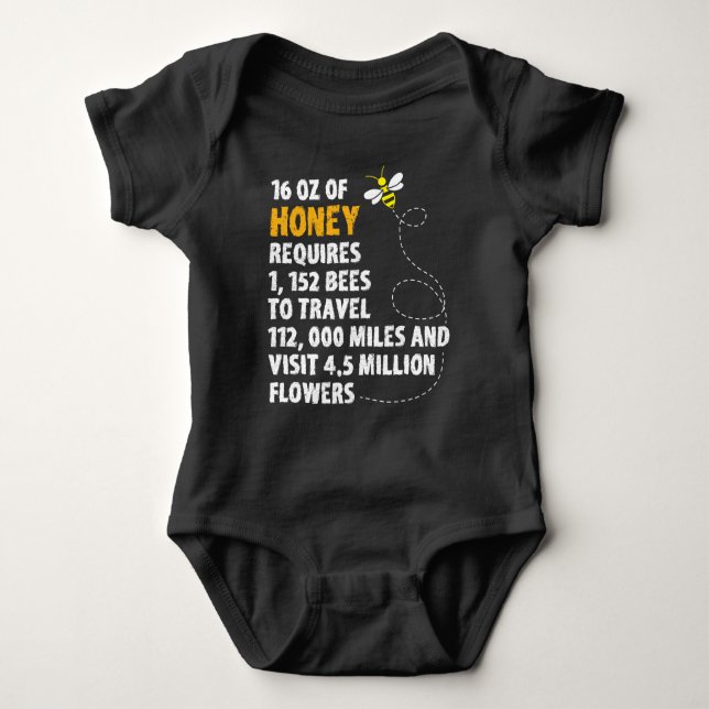 Bee honey statistics plant flowers beekeeper baby bodysuit (Front)