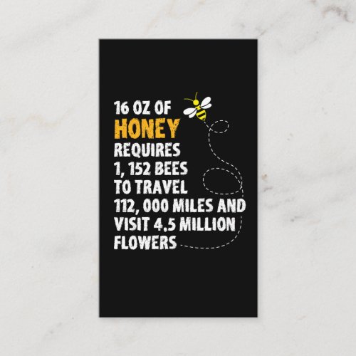 Bee honey statistics plant flowers beekeeper business card