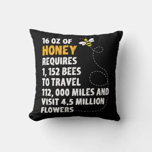 Bee honey statistics plant flowers beekeeper throw pillow