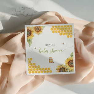 Bee Honey Sunflowers Baby Shower Napkins