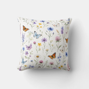 Bee Honey Wildflower Nature Botanical Garden Throw Pillow