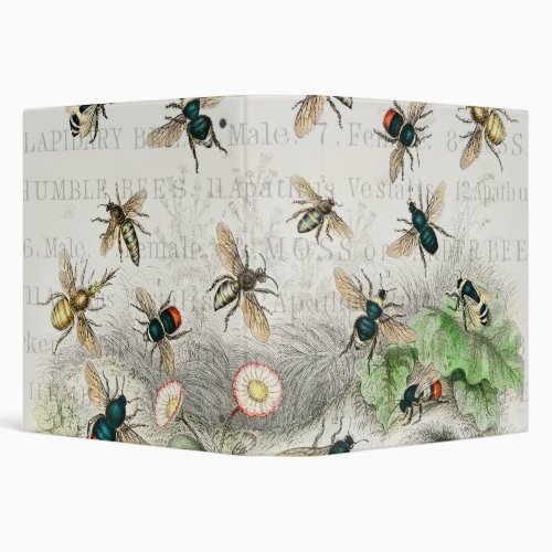 Bee Honey Worker Queen Bees Antique  3 Ring Binder