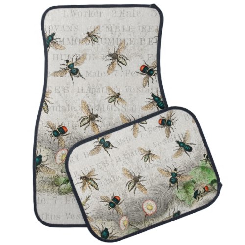 Bee Honey Worker Queen Bees Antique  Car Floor Mat