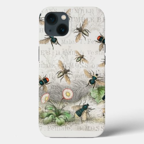 Bee Honey Worker Queen Bees Antique  iPhone 13 Case
