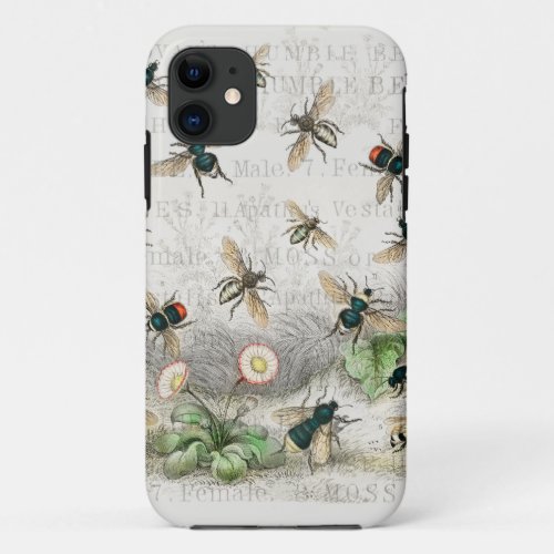 Bee Honey Worker Queen Bees Antique  iPhone 11 Case