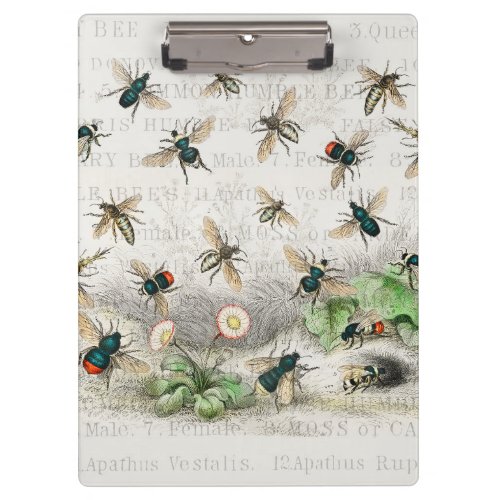 Bee Honey Worker Queen Bees Antique  Clipboard