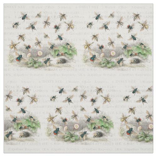 Bee Honey Worker Queen Bees Antique  Fabric